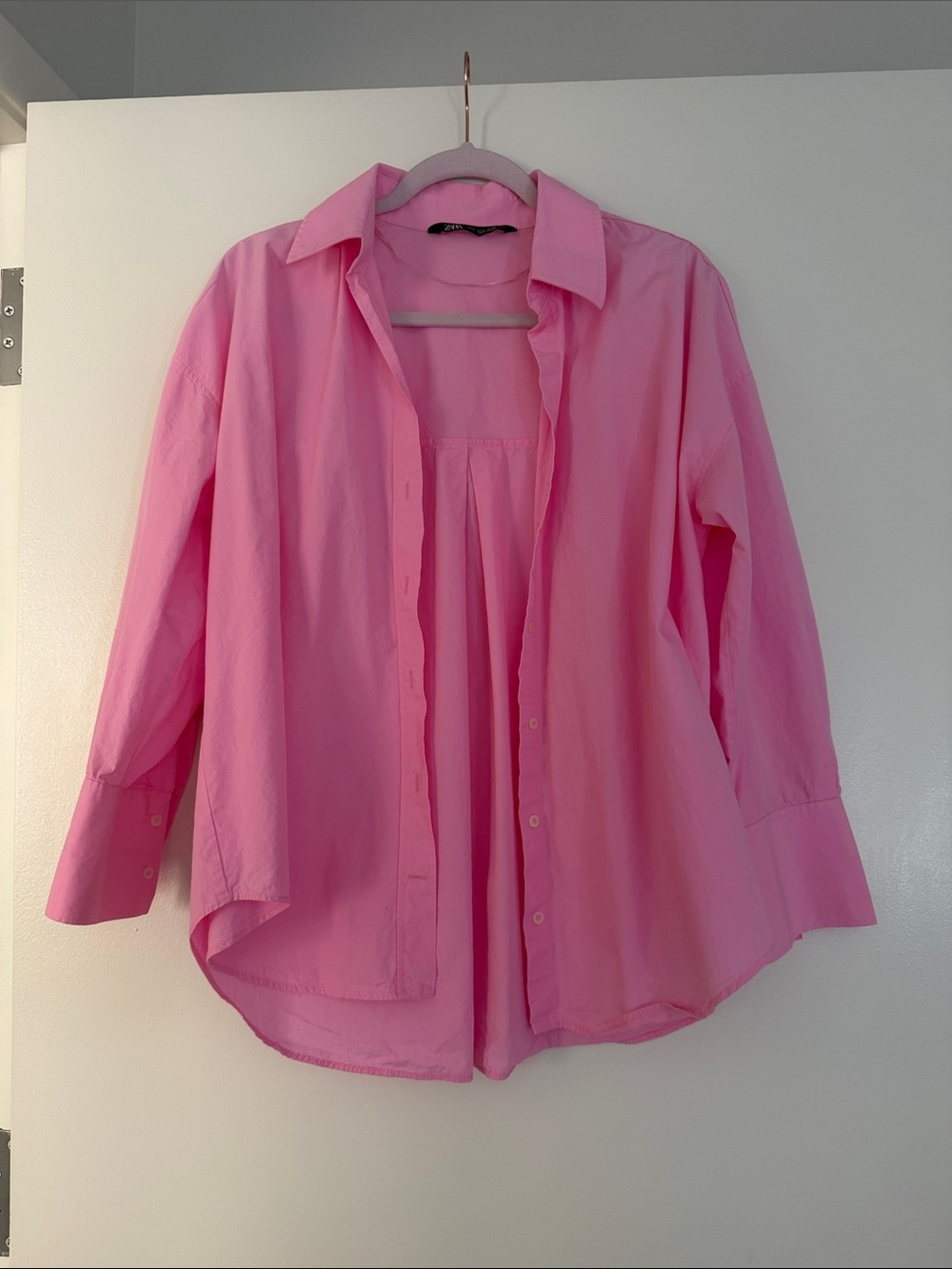 Zara Bright Pink Button-Front Shirt